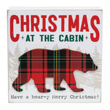Christmas At the Cabin Plaid Bear Box Sign