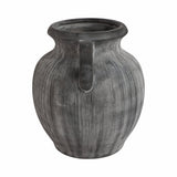 Ceramic Ribbed Texture Weathered Handle Vase