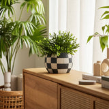 Black & White Checkerboard Planter