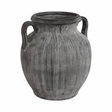 Ceramic Ribbed Texture Weathered Handle Vase
