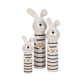 Ceramic Striped Bunny with Heart Figurine (LG)