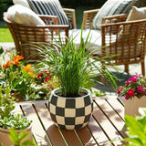 Black & White Checkerboard Planter