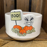 Rae Dunn Peanuts Halloween Collection Spooktacular Bowl with Snoopy & Pumpkin Patch.